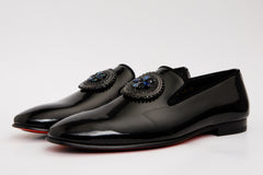 The Pombe Black Patent Leather Dress Slip-on Loafer  Shoe - Vinci Leather