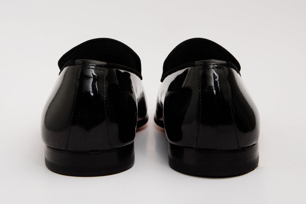 The Pombe Black Patent Leather Dress Slip-on Loafer  Shoe - Vinci Leather