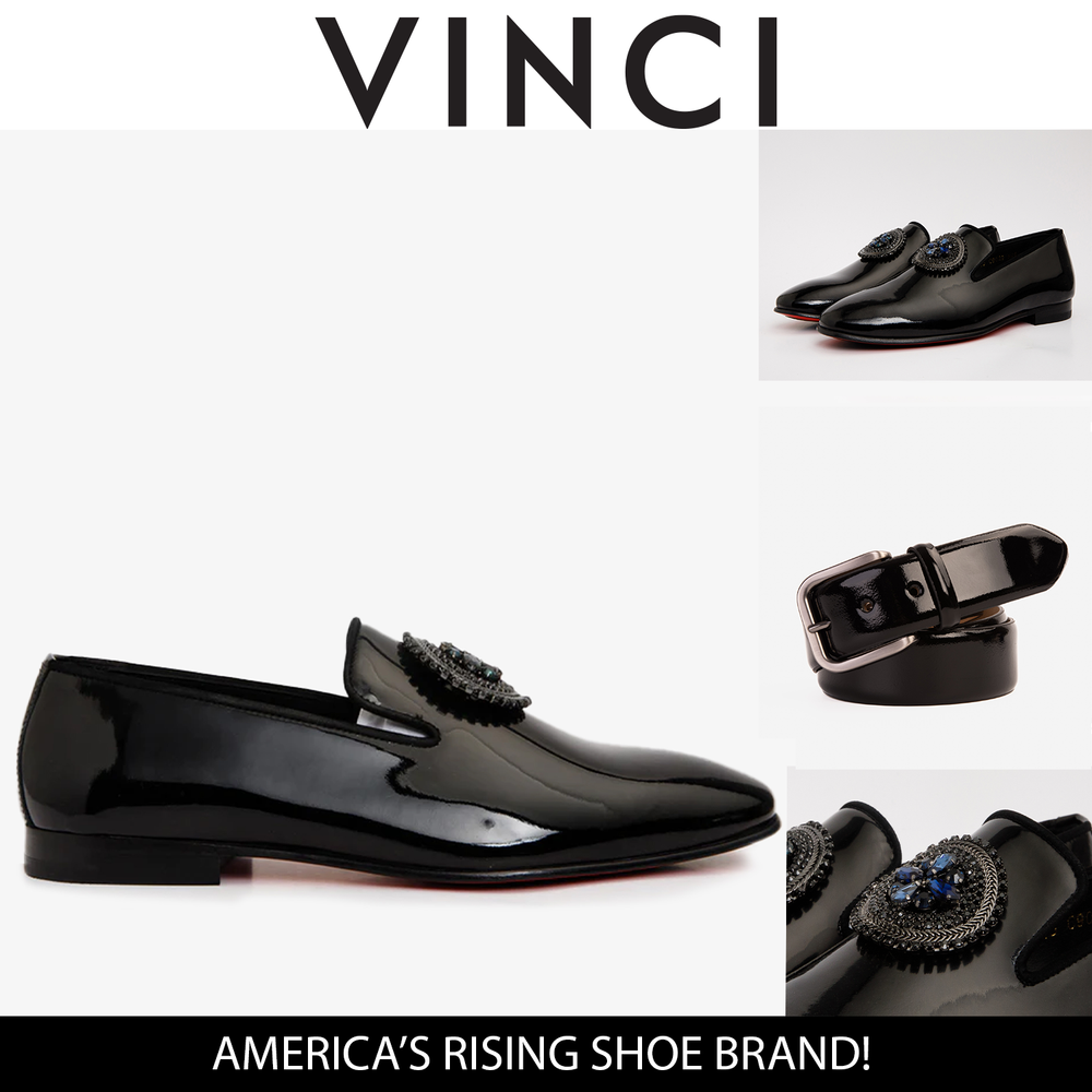The Pombe Black Patent Leather Dress Slip-on Loafer  Shoe - Vinci Leather