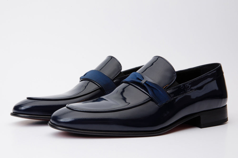 The Dodoma Navy Patent Leather Loafer Shoe - Vinci Leather