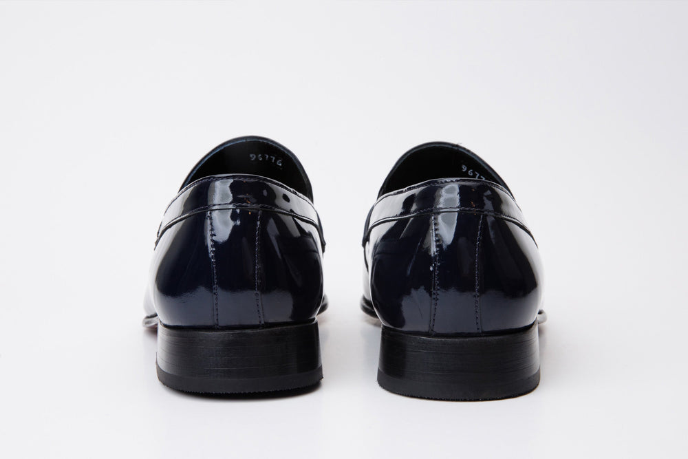 The Dodoma Navy Patent Leather Loafer Shoe - Vinci Leather