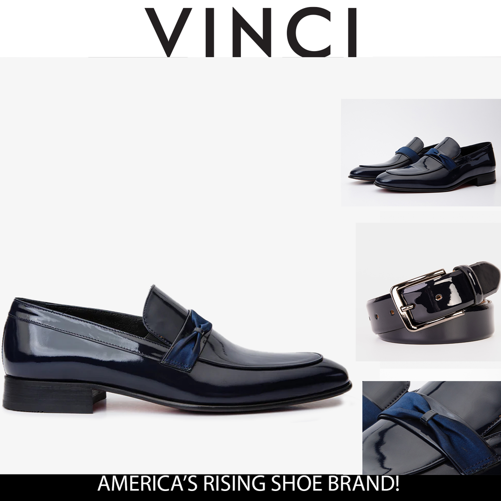 The Dodoma Navy Patent Leather Loafer Shoe - Vinci Leather