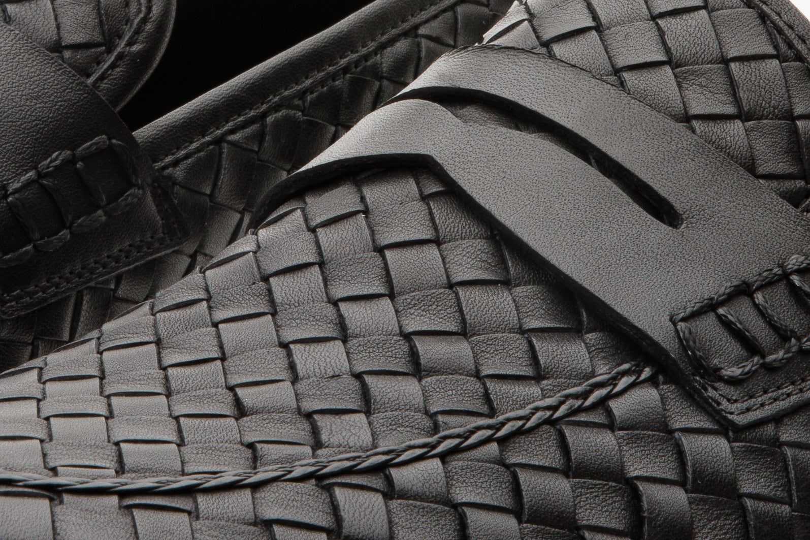 The Grand Woven Leather Black  Shoe Penny Loafer - Vinci Leather