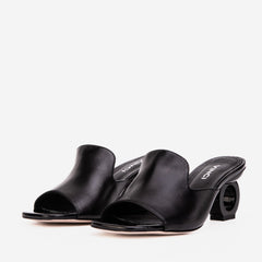 The Tory Black Leather Sandal - Vinci Leather
