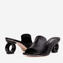 The Tory Black Leather Sandal - Vinci Leather