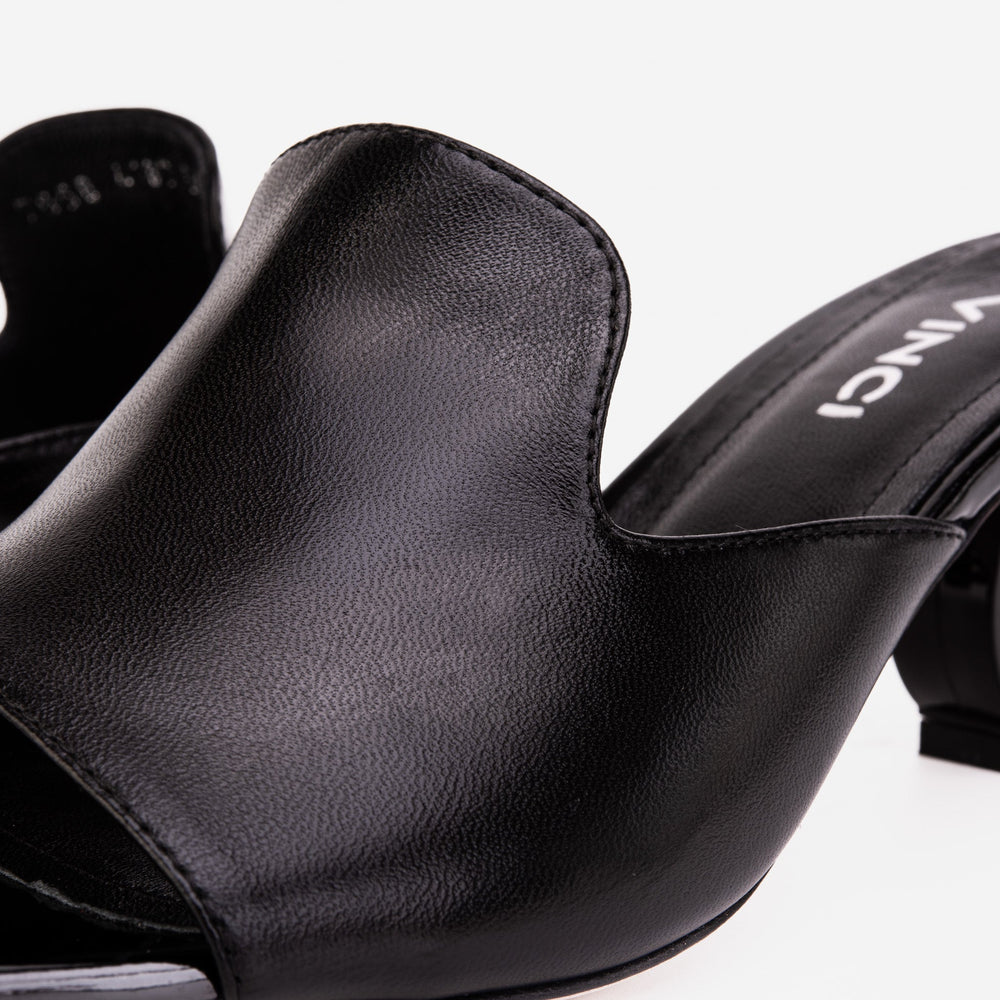 The Tory Black Leather Sandal - Vinci Leather