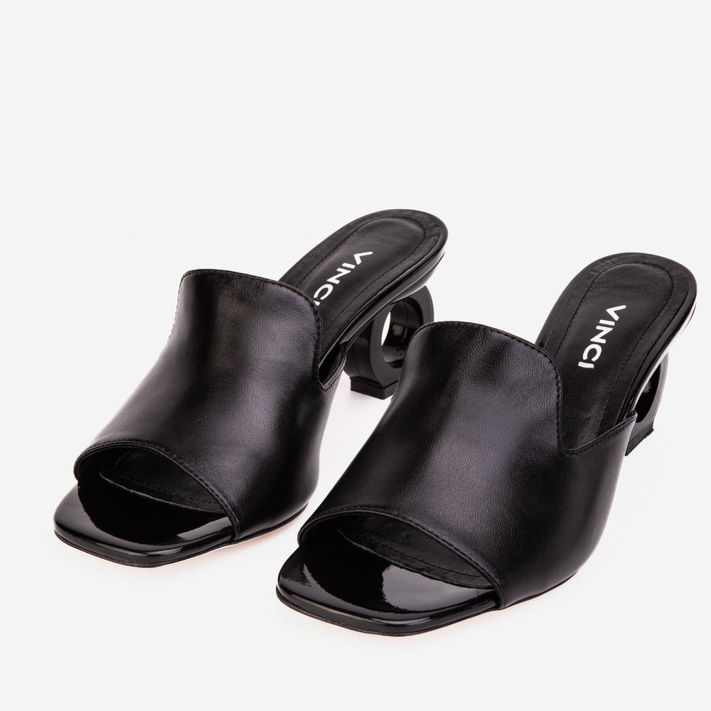 The Tory Black Leather Sandal - Vinci Leather
