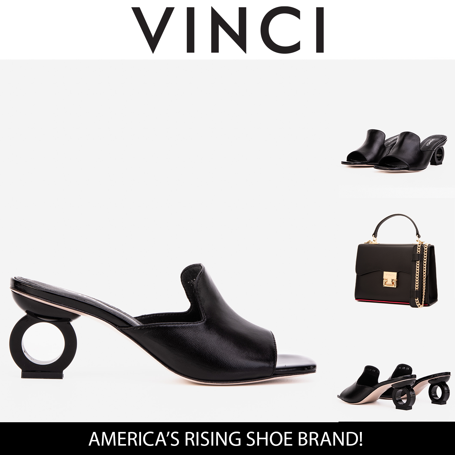 The Tory Black Leather Sandal - Vinci Leather