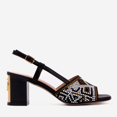 The Nampula Black Leather Slingback Sandal - Vinci Leather