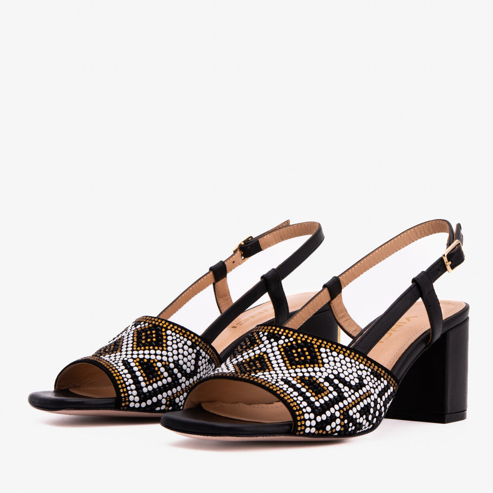 The Nampula Black Leather Slingback Sandal - Vinci Leather