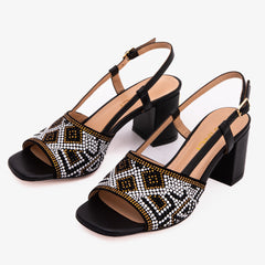 The Nampula Black Leather Slingback Sandal - Vinci Leather
