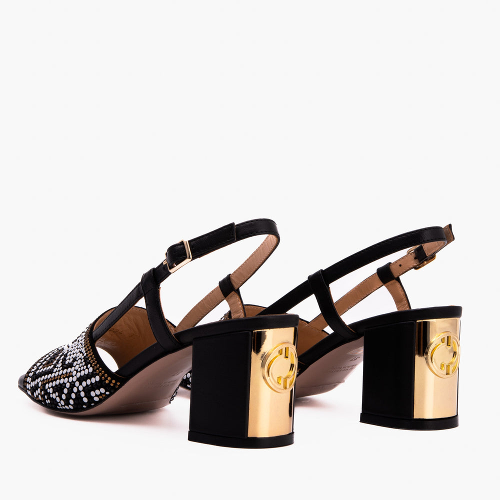 The Nampula Black Leather Slingback Sandal - Vinci Leather