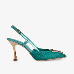 The Luna Turquoise Leather Slingback Sandal - Vinci Leather