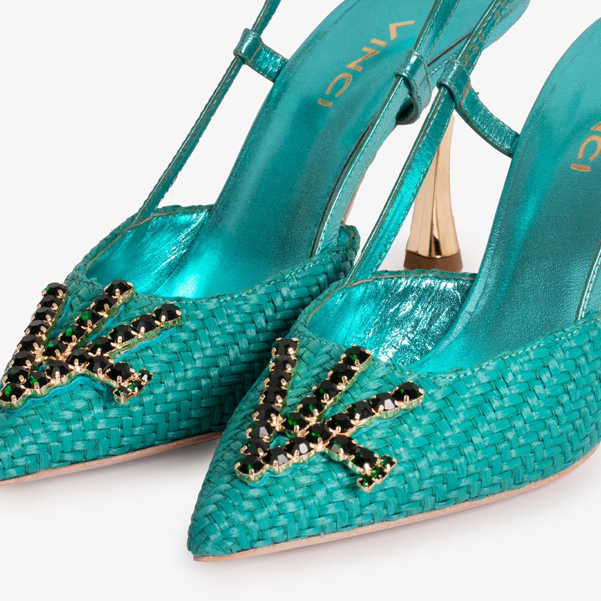 The Luna Turquoise Leather Slingback Sandal - Vinci Leather
