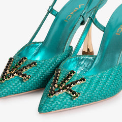 The Luna Turquoise Leather Slingback Sandal - Vinci Leather