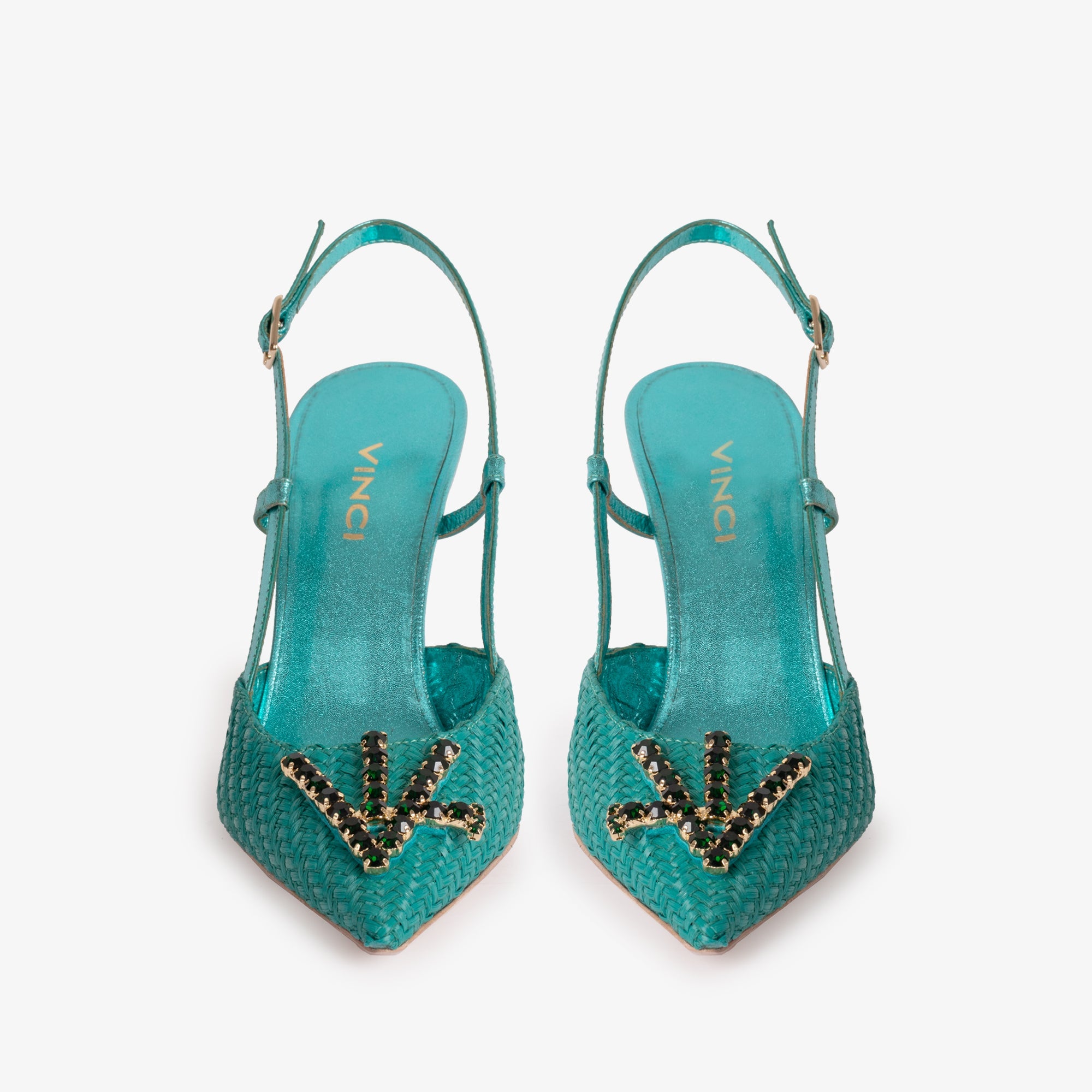 The Luna Turquoise Leather Slingback Sandal - Vinci Leather