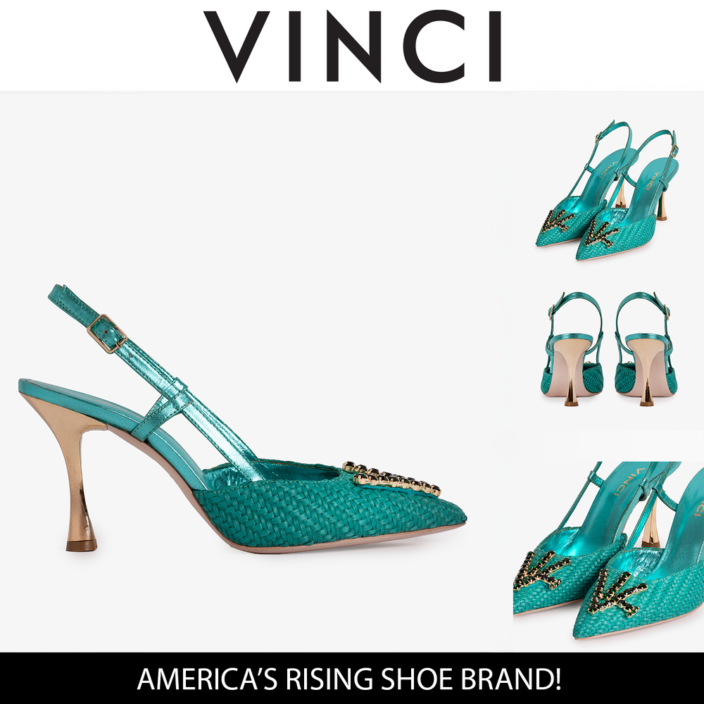 The Luna Turquoise Leather Slingback Sandal - Vinci Leather