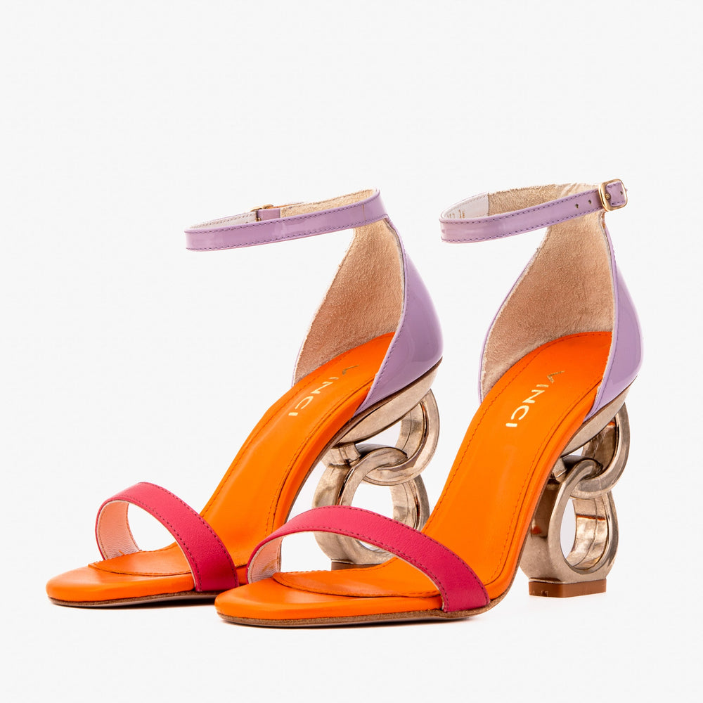 The Helix Heel Multicolor Leather Sandal - Vinci Leather