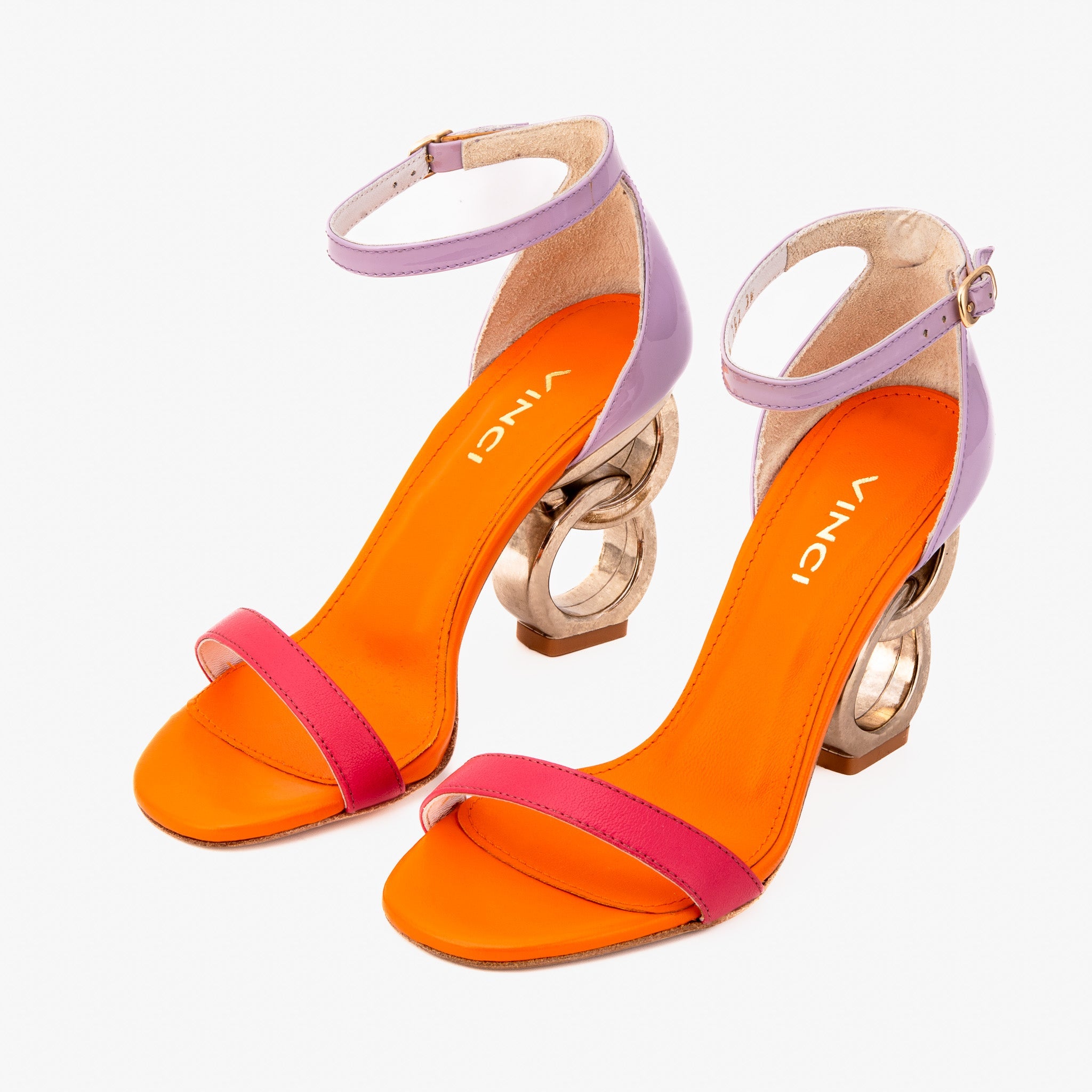 The Helix Heel Multicolor Leather Sandal - Vinci Leather