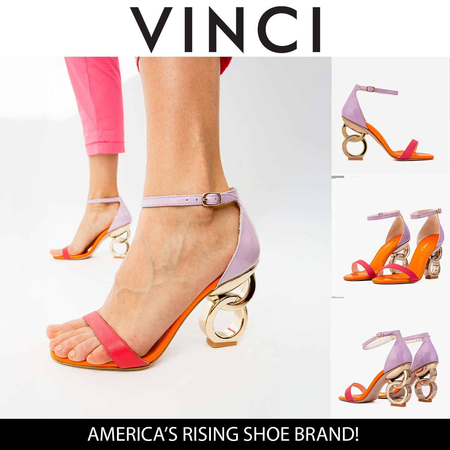 The Helix Heel Multicolor Leather Sandal - Vinci Leather