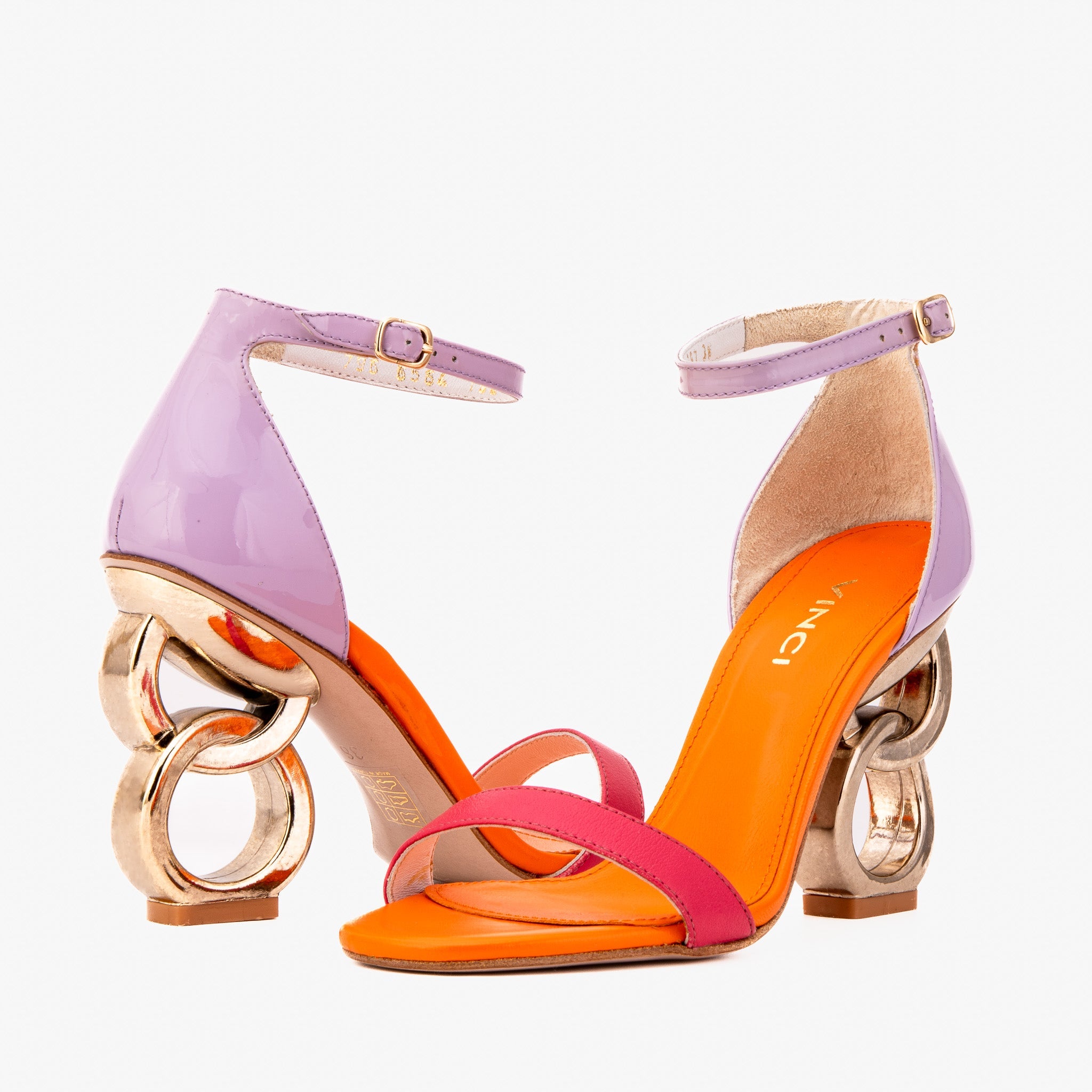 The Helix Heel Multicolor Leather Sandal - Vinci Leather