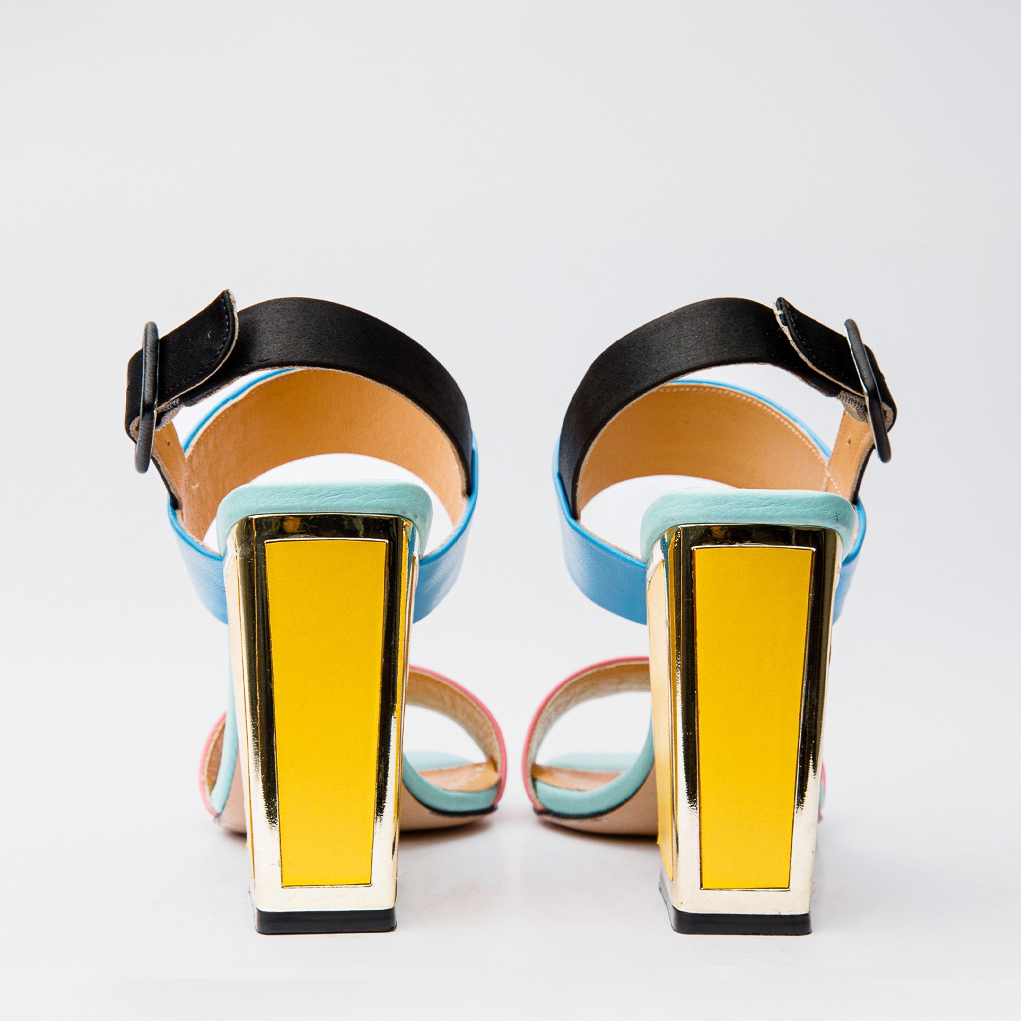The Niger Multicolor Block Heel Leather Sandal - Vinci Leather