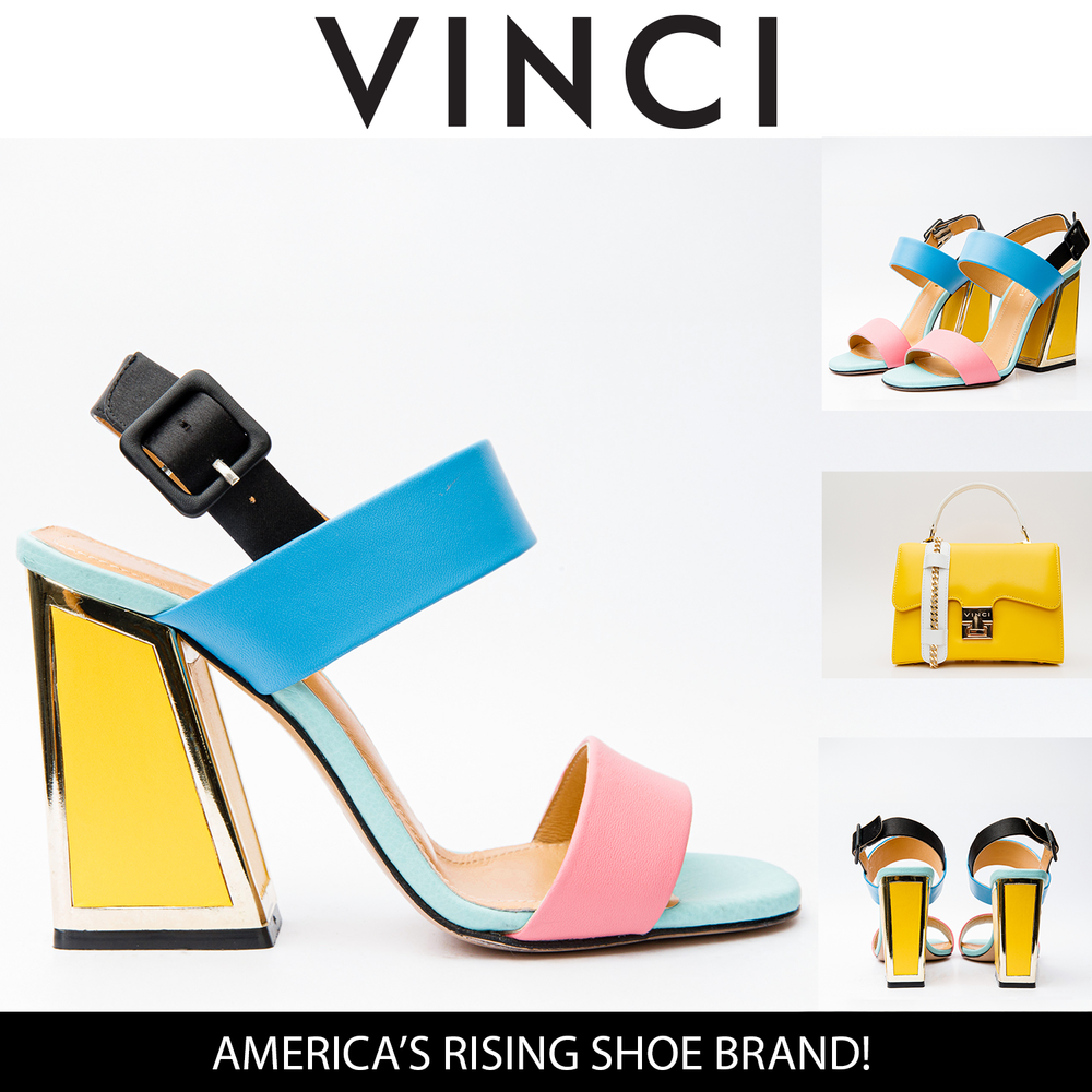 The Niger Multicolor Block Heel Leather Sandal - Vinci Leather