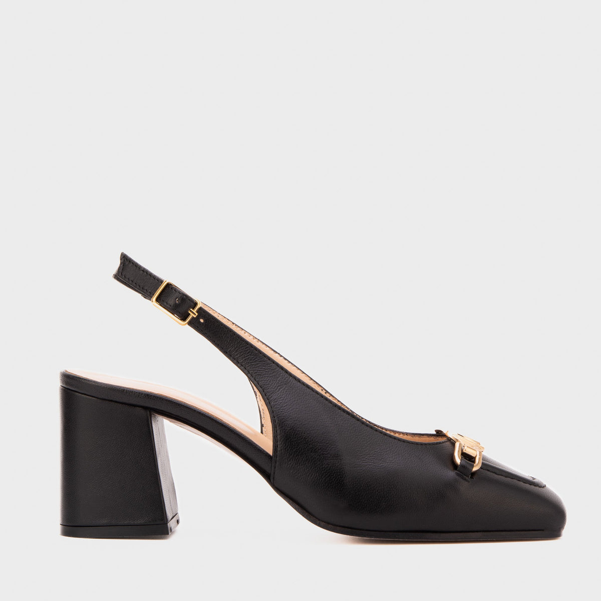 The Potomac Black Slingback Leather Sandal - Vinci Leather