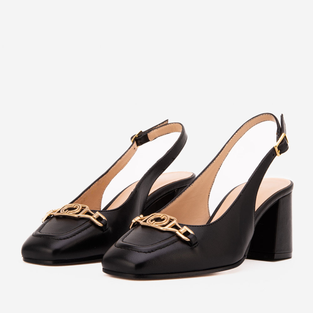 The Potomac Black Slingback Leather Sandal - Vinci Leather