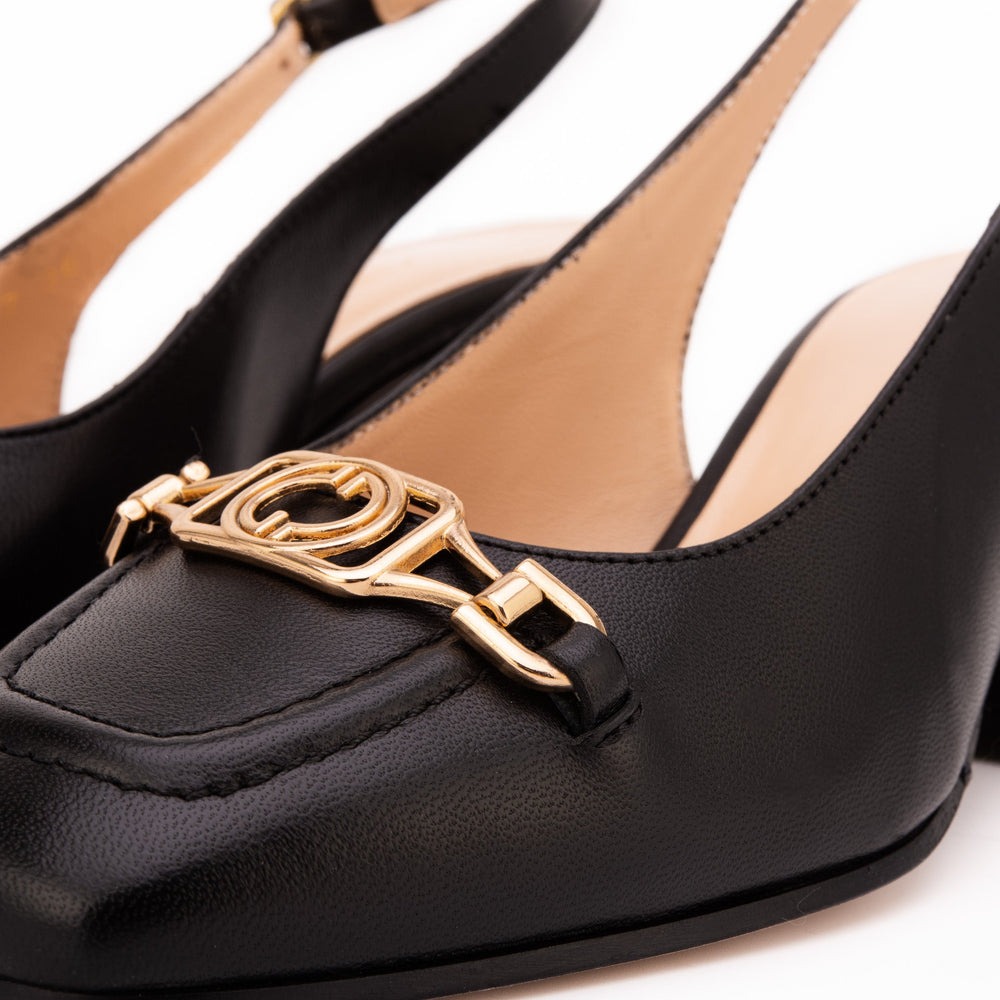 The Potomac Black Slingback Leather Sandal - Vinci Leather