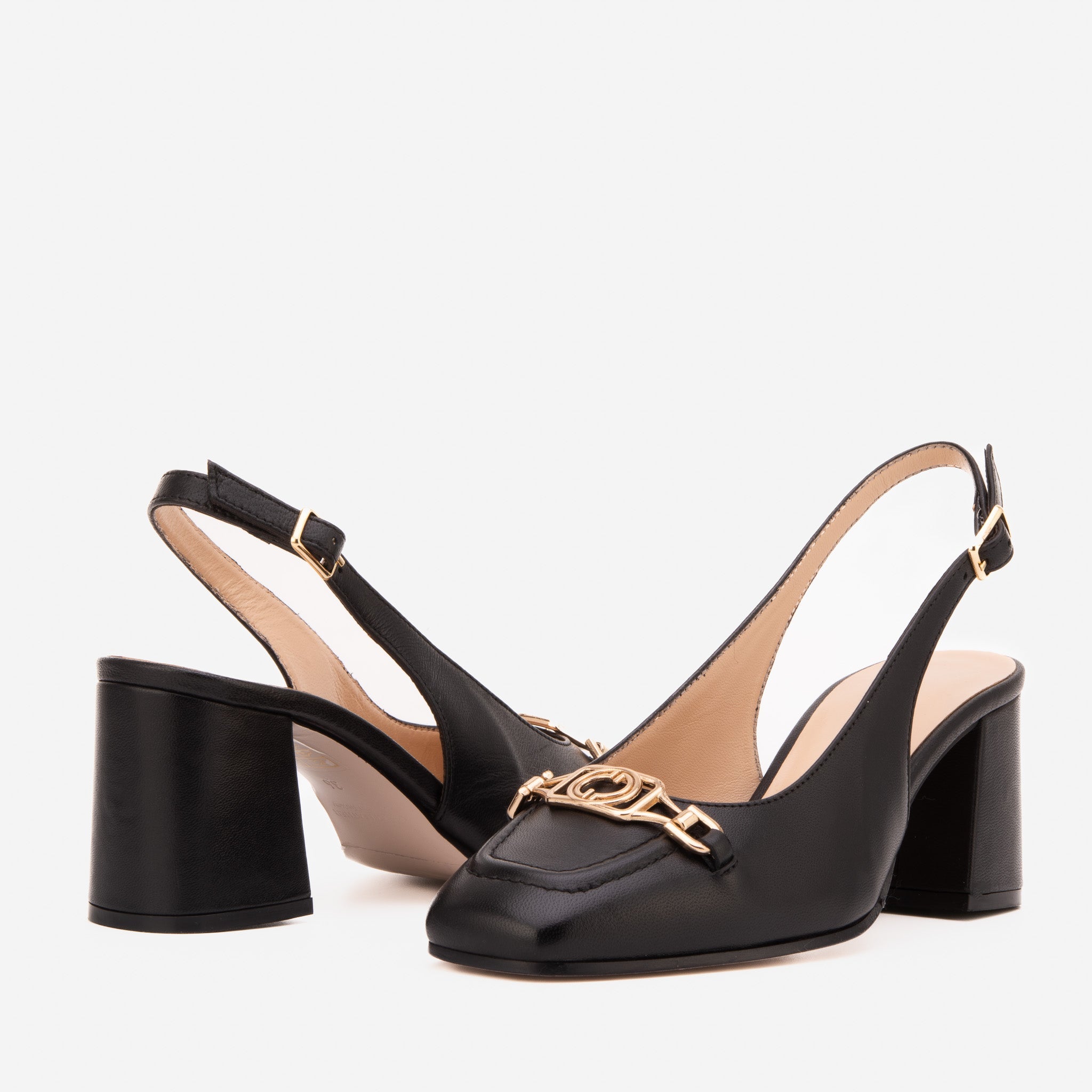 The Potomac Black Slingback Leather Sandal - Vinci Leather
