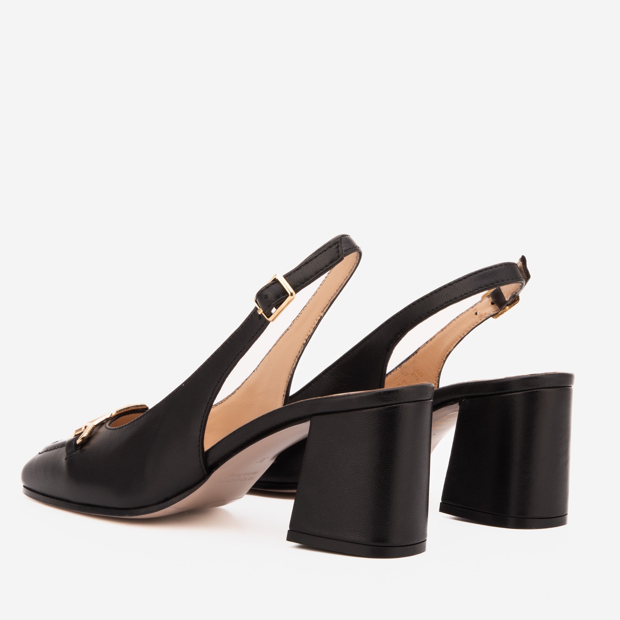 The Potomac Black Slingback Leather Sandal - Vinci Leather