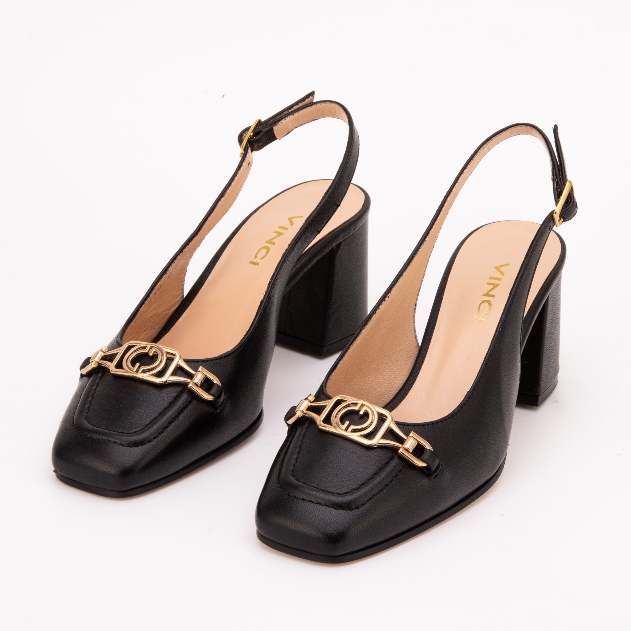 The Potomac Black Slingback Leather Sandal - Vinci Leather