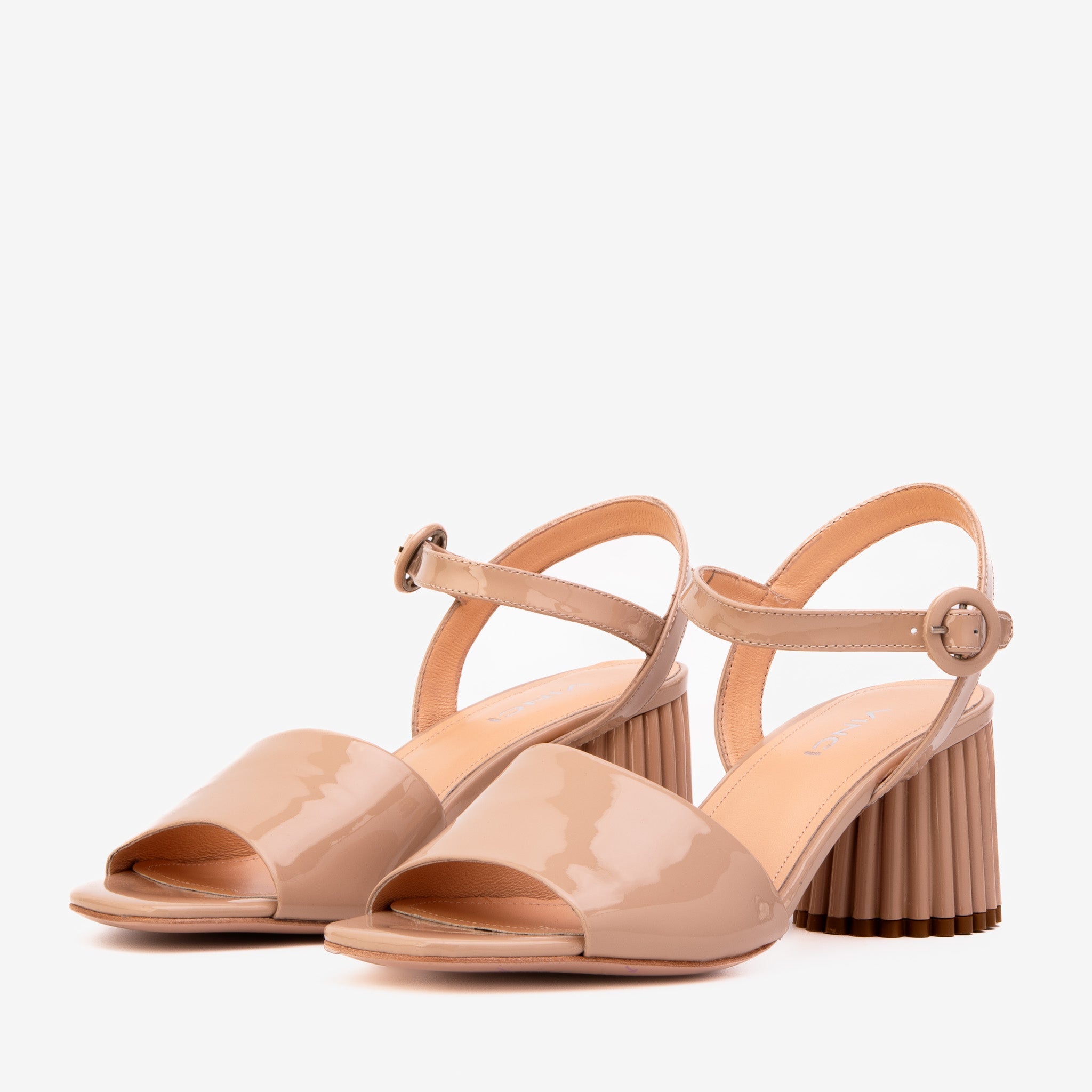 The Bamba Cream Patent Leather Sandal - Vinci Leather