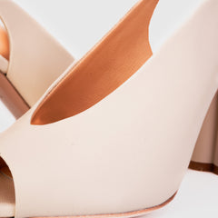 The Cimla Cream Leather Pumpkin Heel Sandal - Vinci Leather