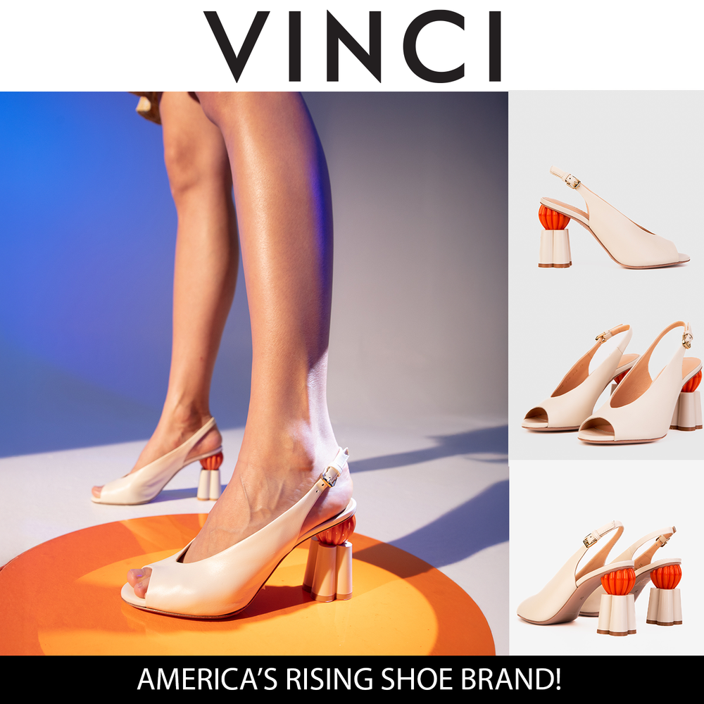 The Cimla Cream Leather Pumpkin Heel Sandal - Vinci Leather