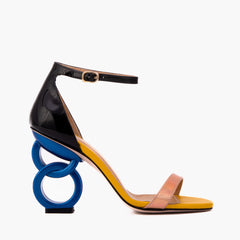 The Helix Heel Rose Gold Leather Sandal - Vinci Leather