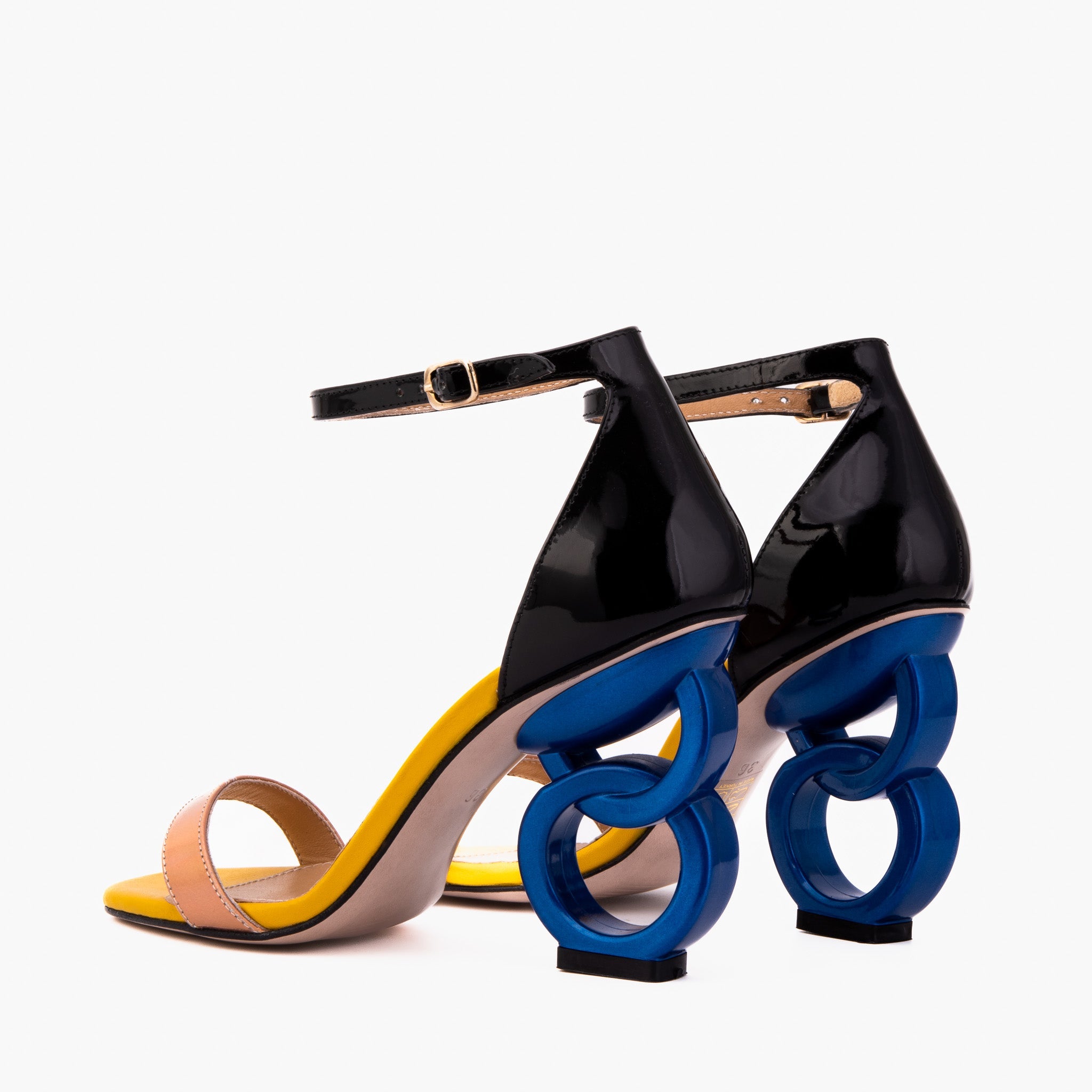 The Helix Heel Rose Gold Leather Sandal - Vinci Leather
