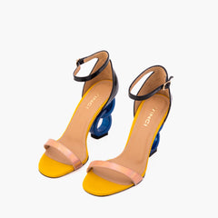 The Helix Heel Rose Gold Leather Sandal - Vinci Leather