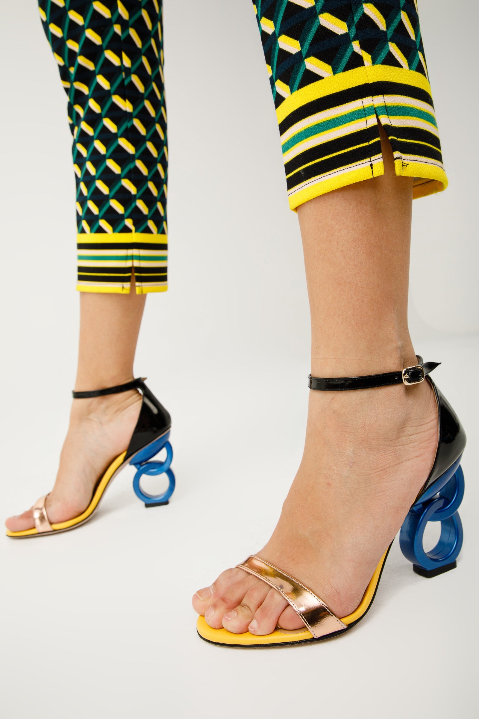 The Helix Heel Rose Gold Leather Sandal - Vinci Leather