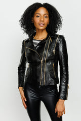 The Queen Pythn Skin Black Leather Jacket - Vinci Leather