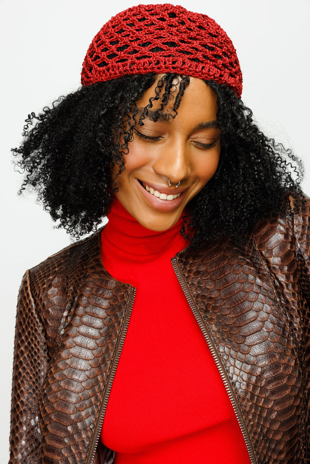 The Mekke Pythn Skin Brown Leather Jacket - Vinci Leather