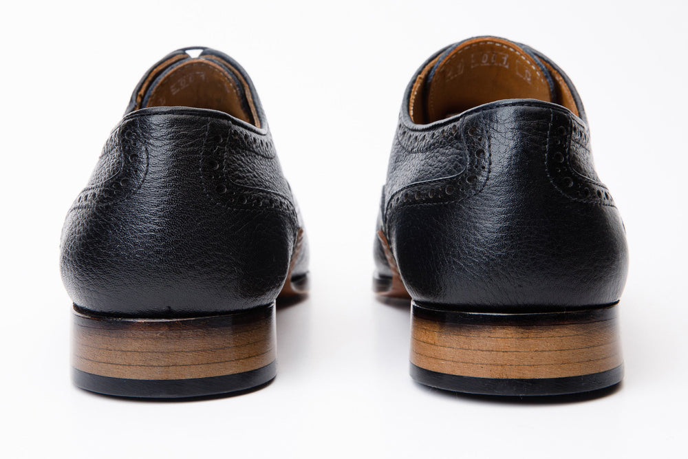 The Draco Handmade Navy Blue Semi Brogue Oxford Shoe - Vinci Leather