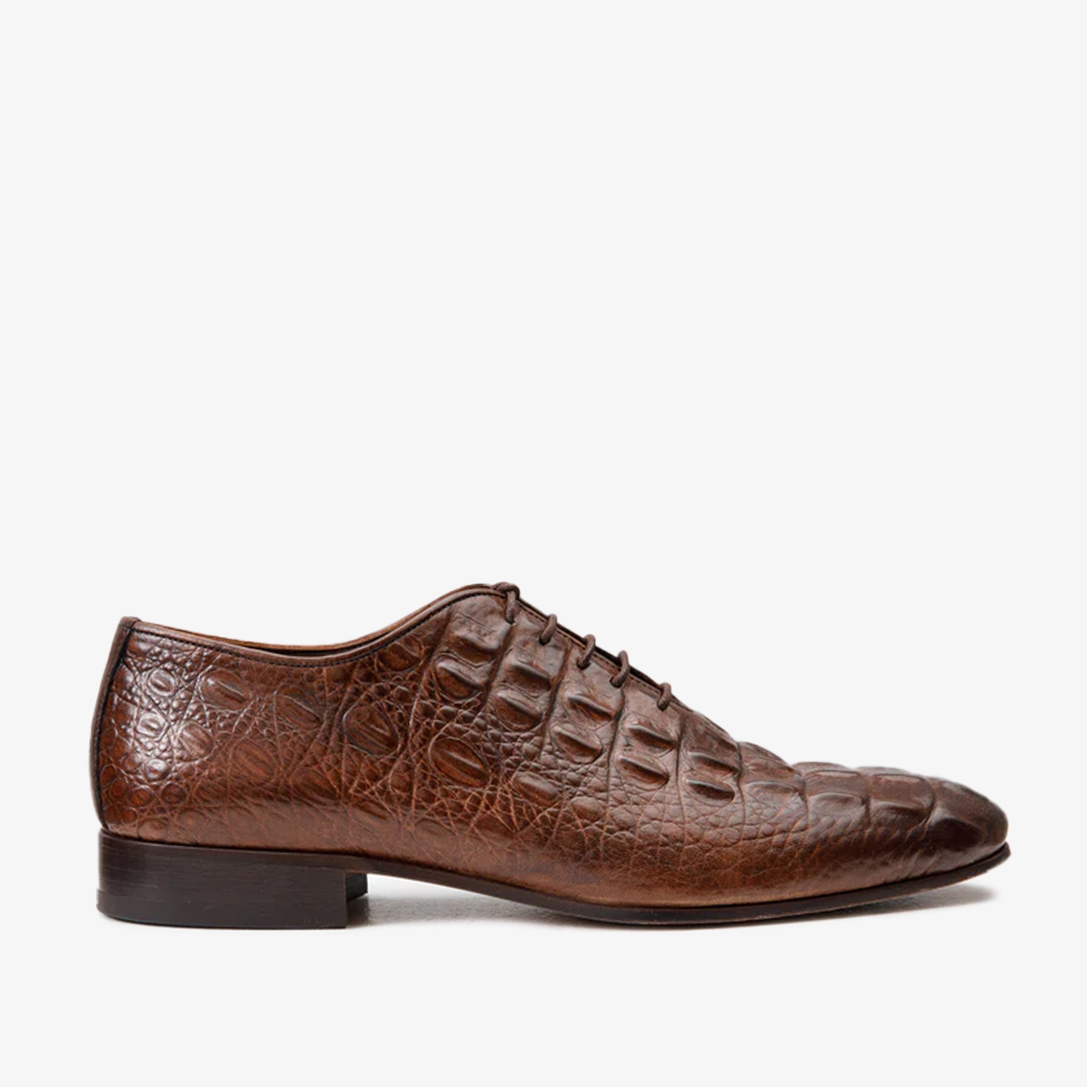 The Randor Brown Crocodile Leather Oxford Shoe - Vinci Leather