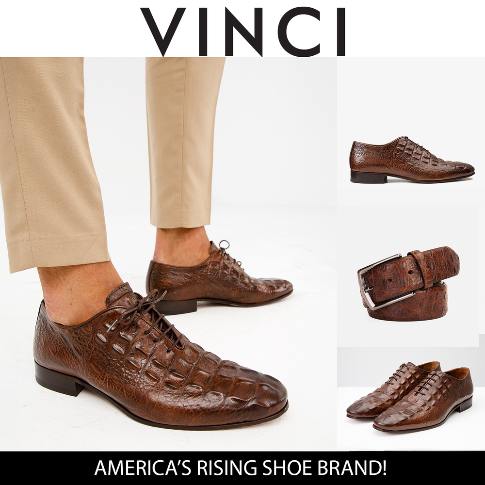 The Randor Brown Crocodile Leather Oxford Shoe - Vinci Leather