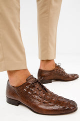 The Randor Brown Crocodile Leather Oxford Shoe - Vinci Leather