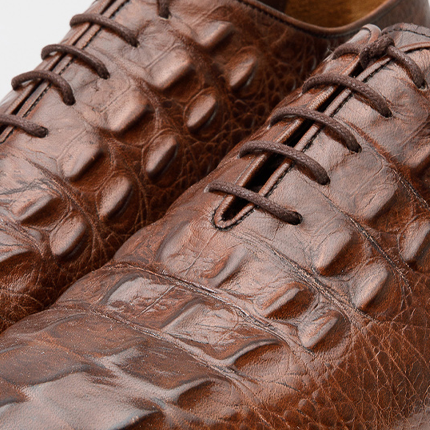 The Randor Brown Crocodile Leather Oxford Shoe - Vinci Leather