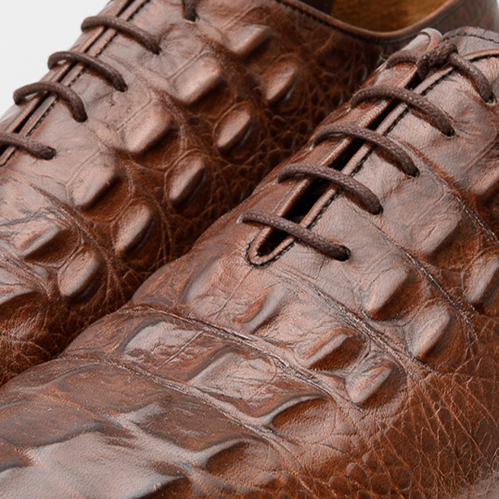 The Randor Brown Crocodile Leather Oxford Shoe - Vinci Leather