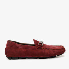 The Bari Burgundy Suede Leather Bit Drive Loafer  Shoe - Vinci Leather