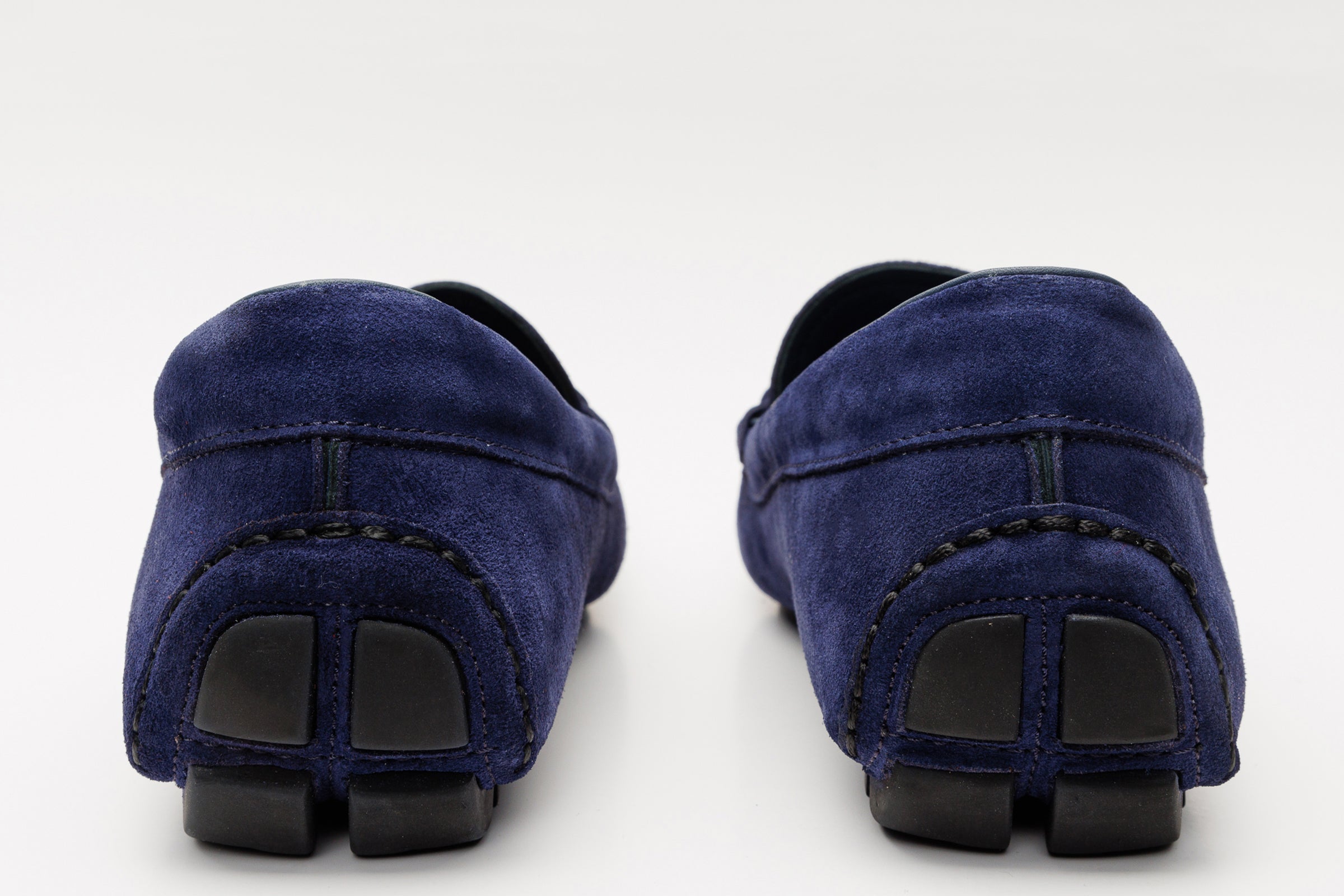 The Bari Navy Blue Suede Leather Bit Drive Loafer Shoe - Vinci Leather